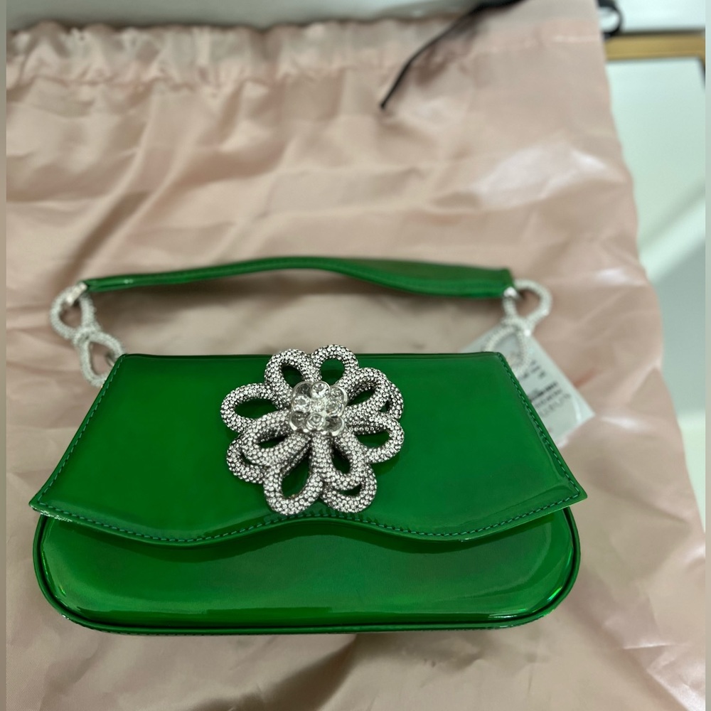 Mach & Mach medium flower patent leather top handle bag
